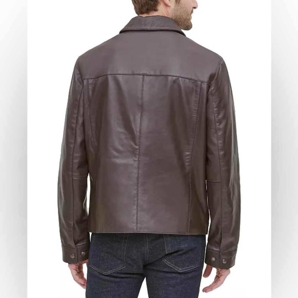 Cole Haan Men's XL Java 100% Genuine Leather Jacket Brown Classic - Picture 2 of 13
